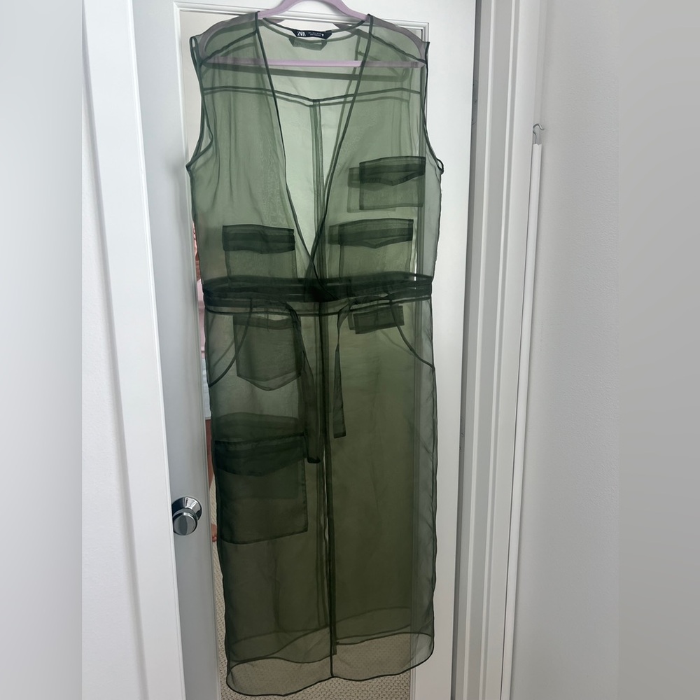 Zara Organza Olive Maxi Dress